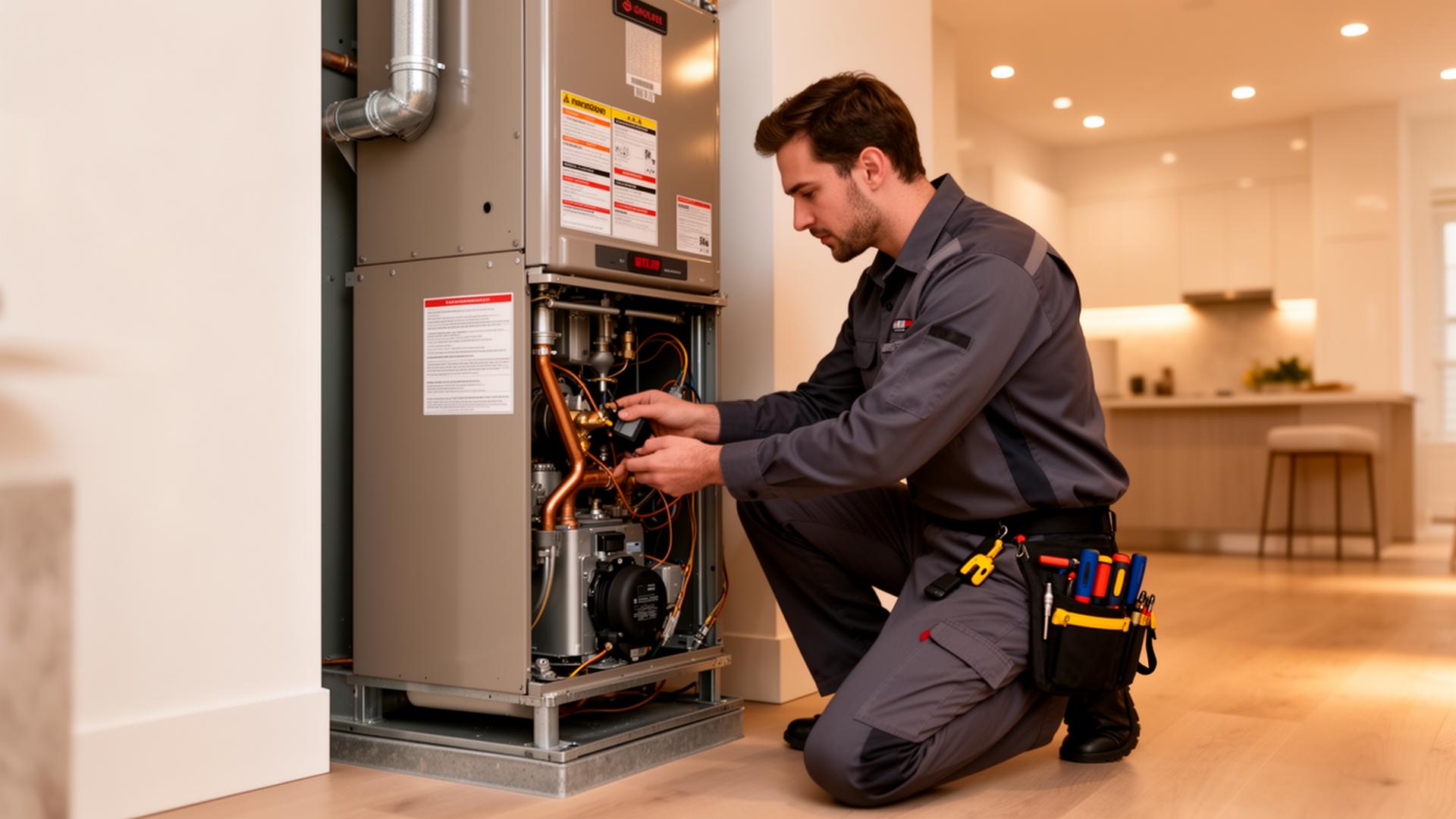 HVAC technician servicing equipment